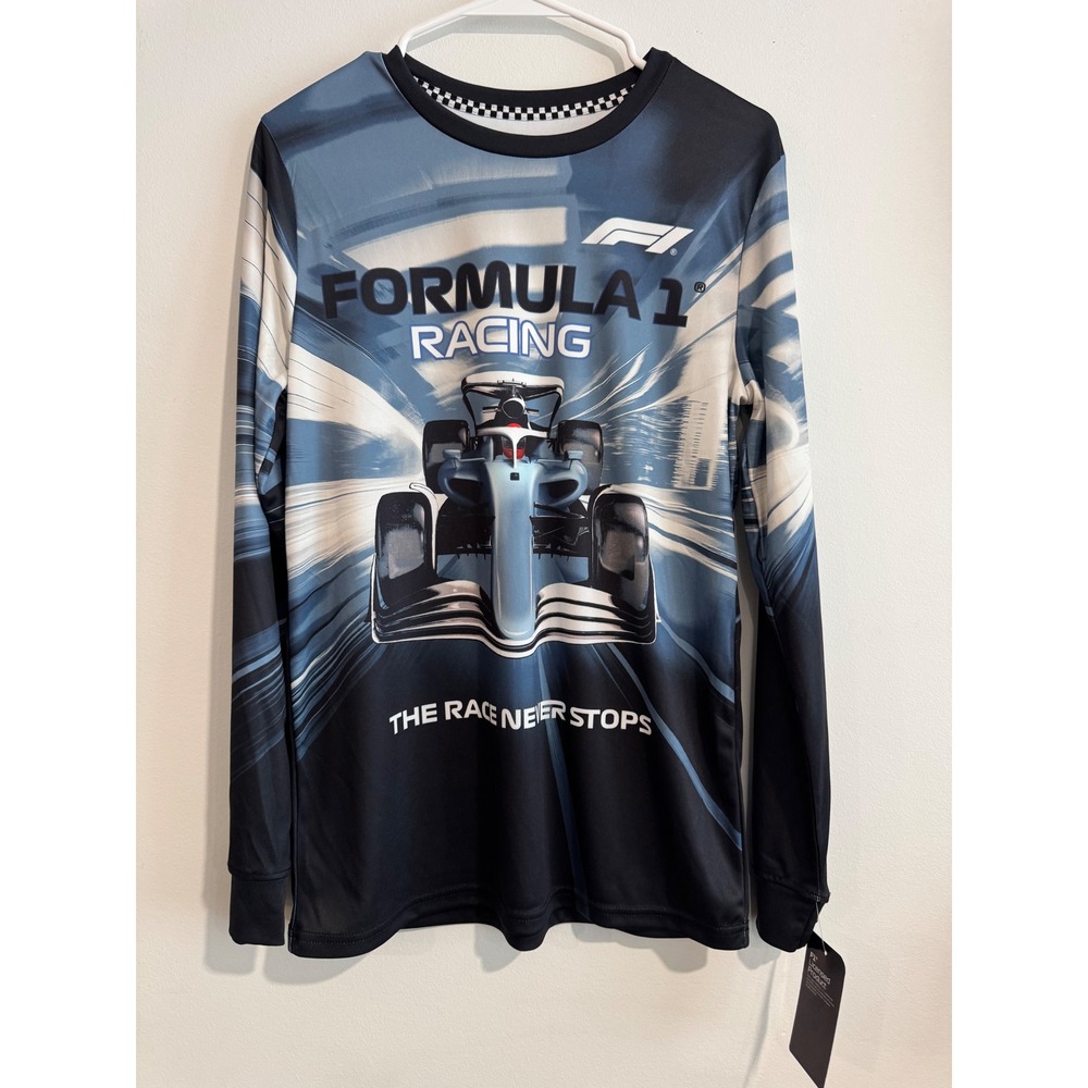 Formula 1 Racing Long Sleeve Graphic Tee boys XL Blue Sublimated Print